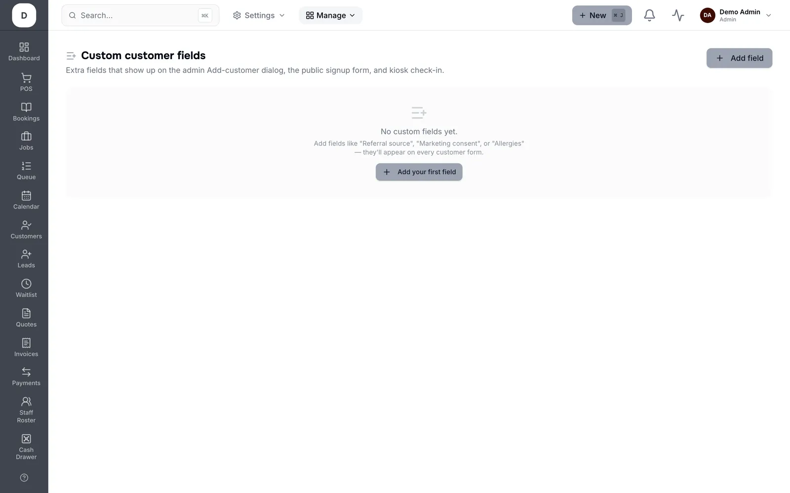 Custom fields on customers