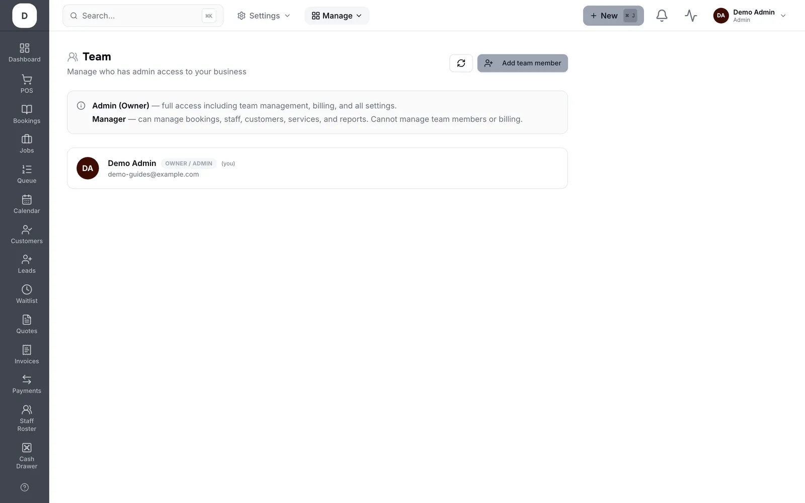 Add and manage team members