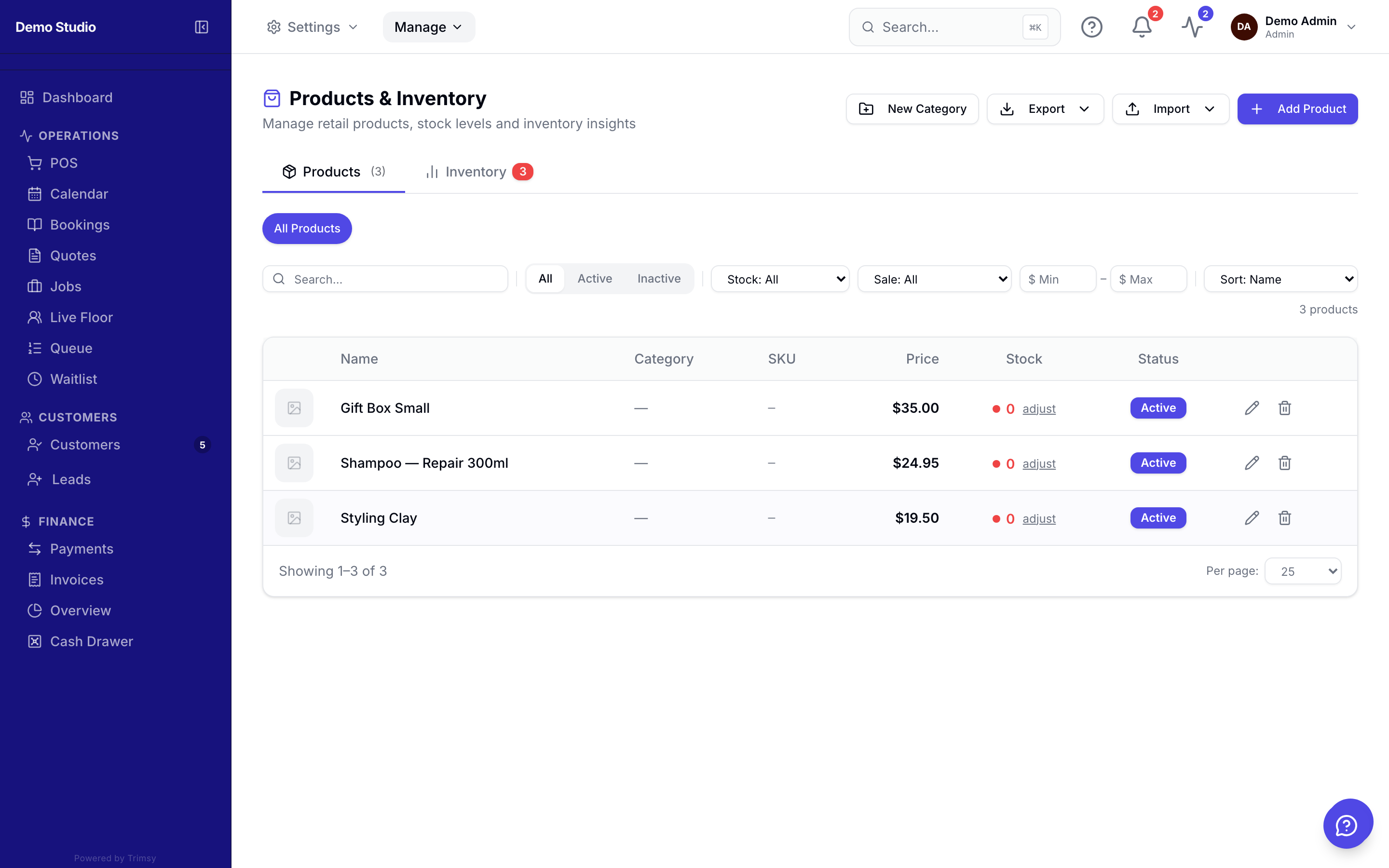Products & stock