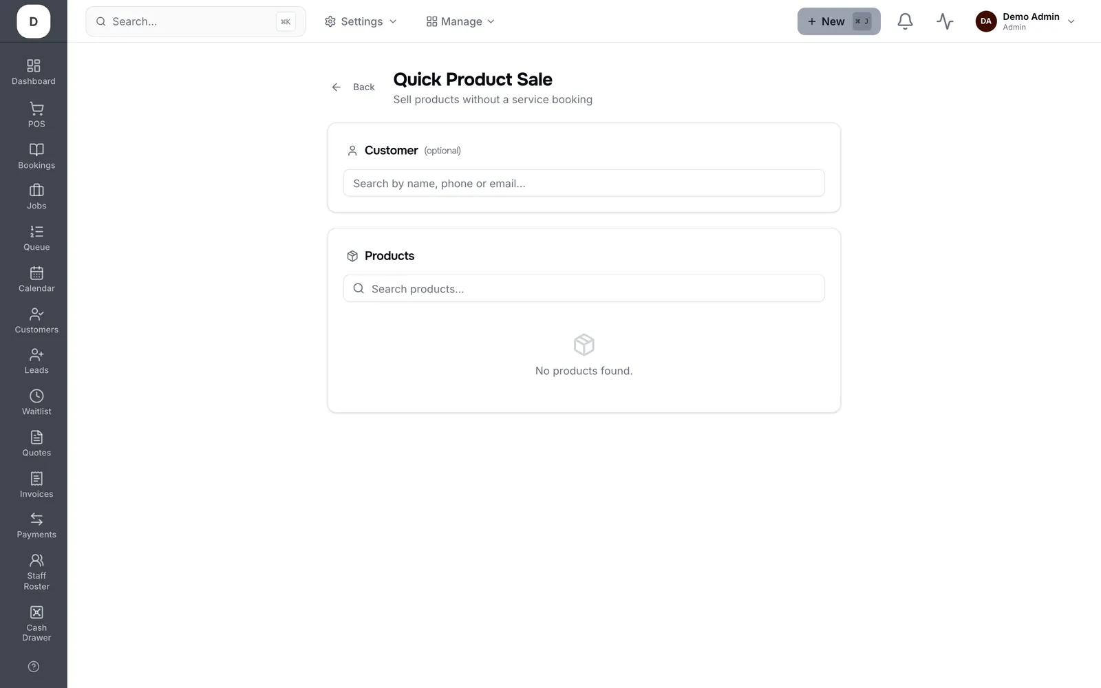 Sell a product without a booking