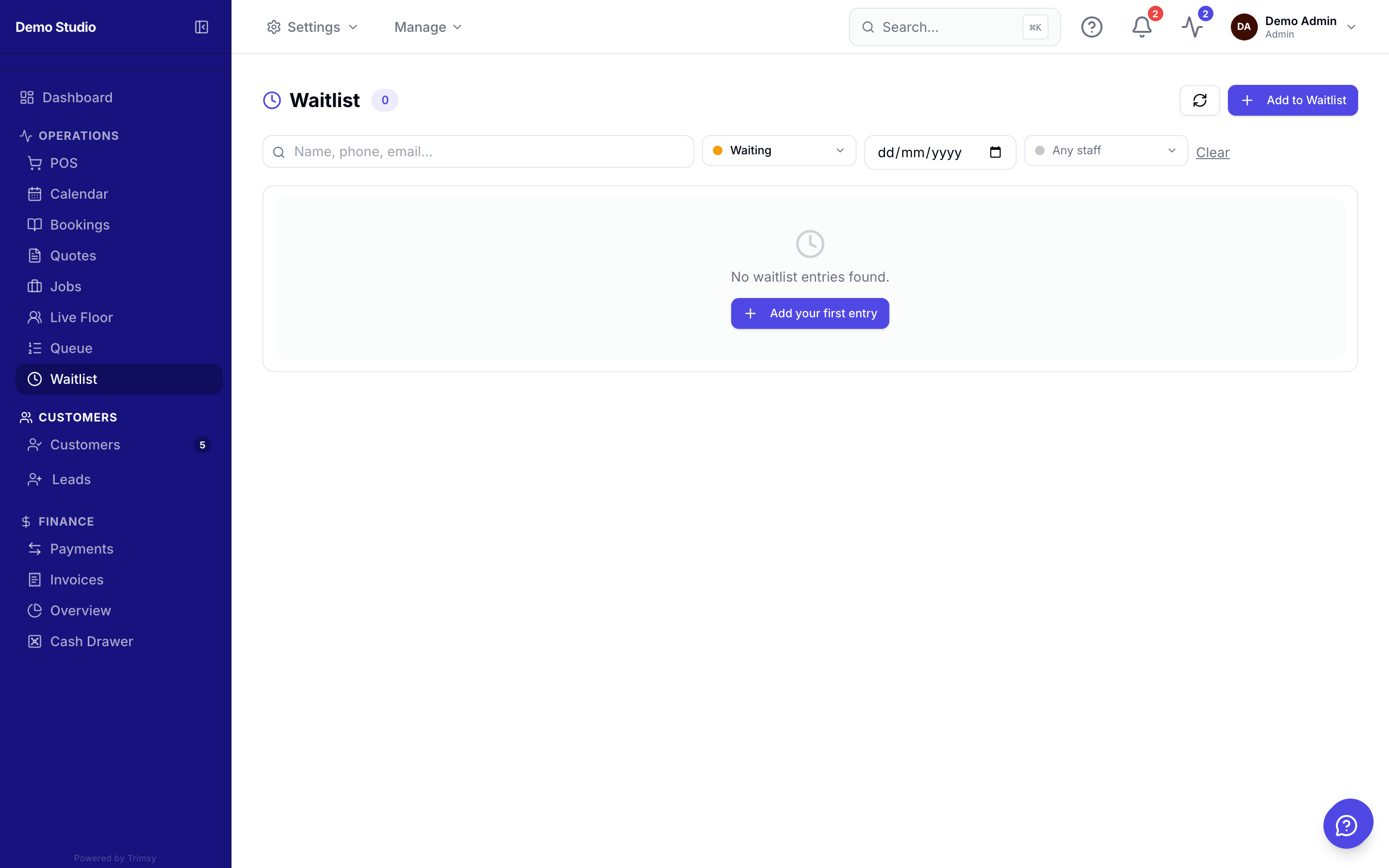 Using the waitlist