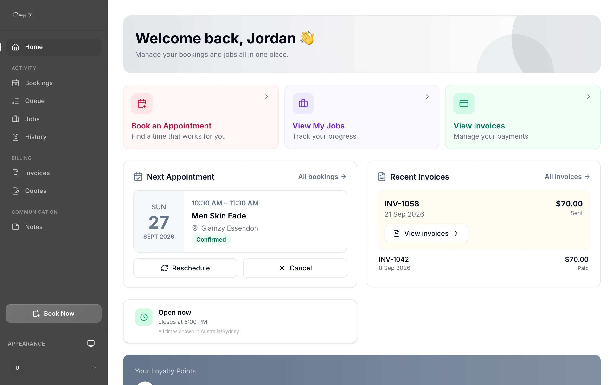 Customer portal in Trimsy